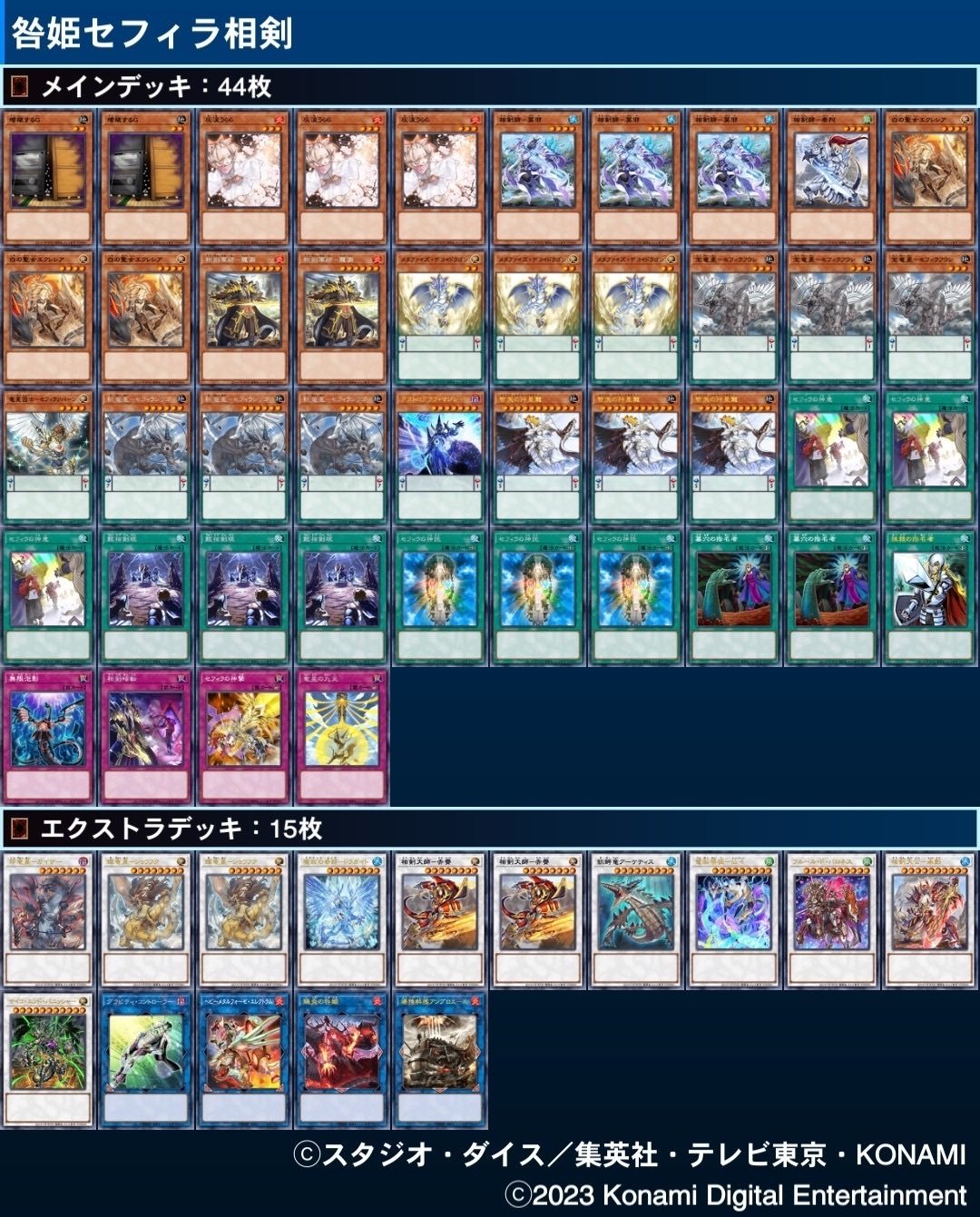 遊戯王マスターデュエル】咎姫セフィラ相剣セフィラの展開例2023