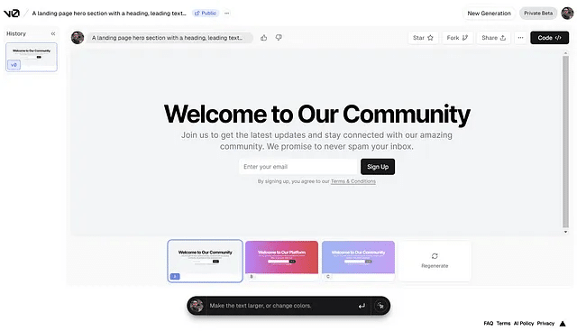 Vercel社のV0と呼ばれる、AIベースのウェブUIデザイナーツールを使って