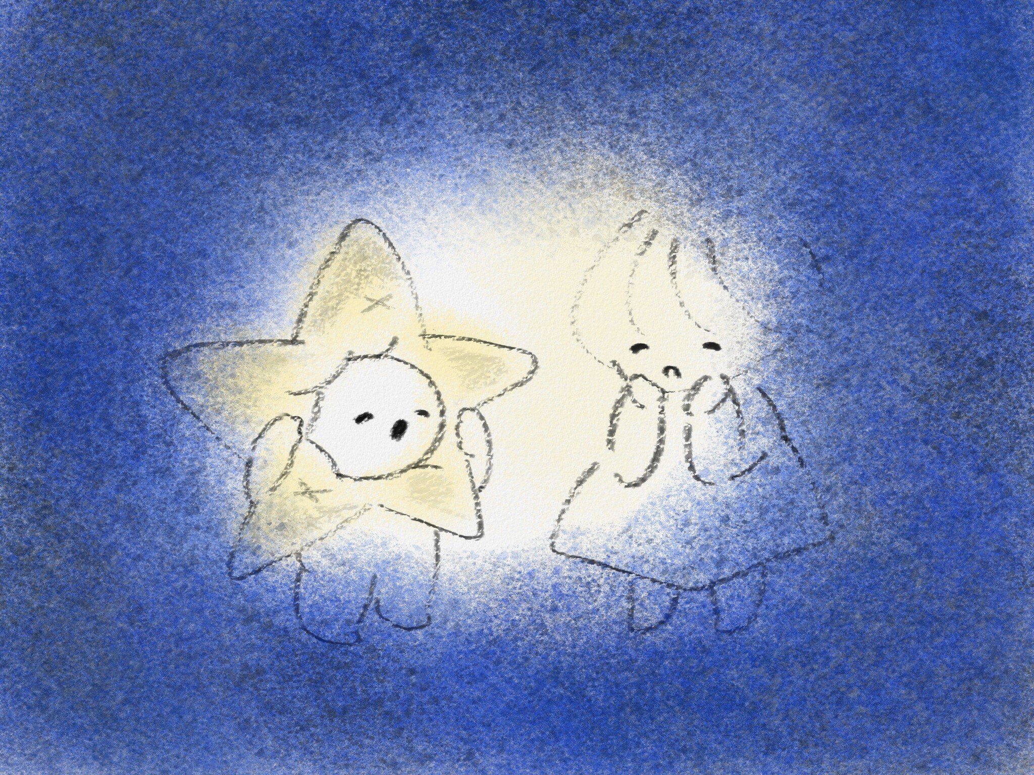 user_5ce2966eさま専用（原画）星見の夜 ほか　3点おまとめ 三毛猫ランプ 桜田千尋 先生 #読了 夜の明けない世界。 綺麗な星空が