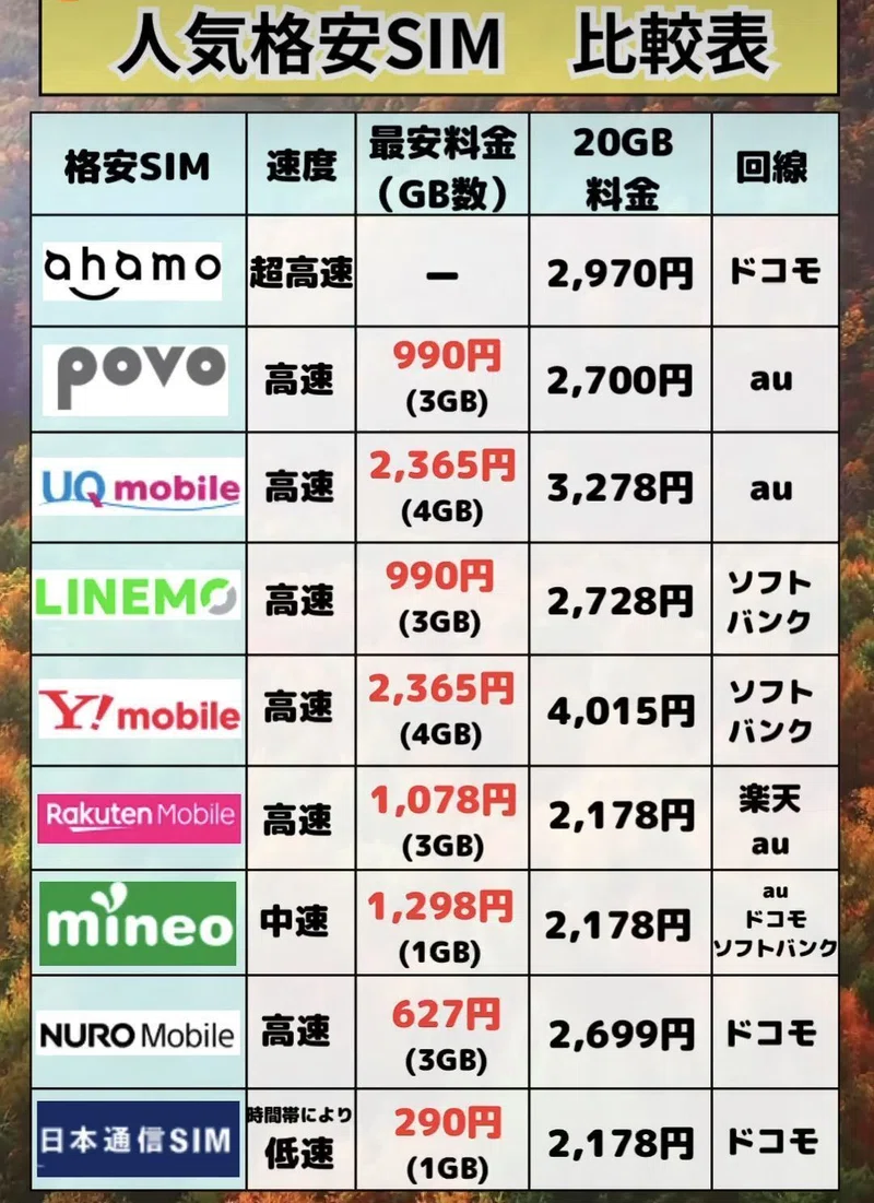 格安SIM 比較表|うさ侍