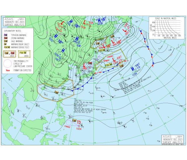 15時の実況天気図