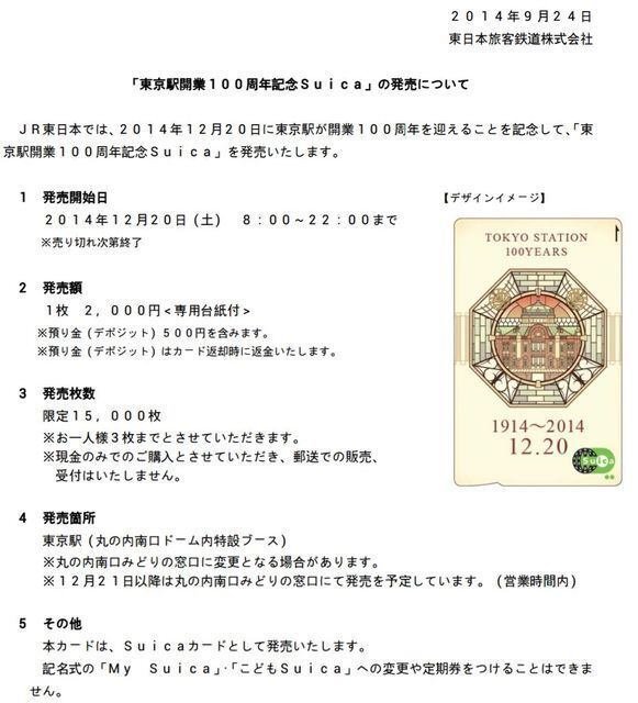 鈍行の片隅の旅人コラム 1、【東京駅開業100周年記念Suica発売騒動