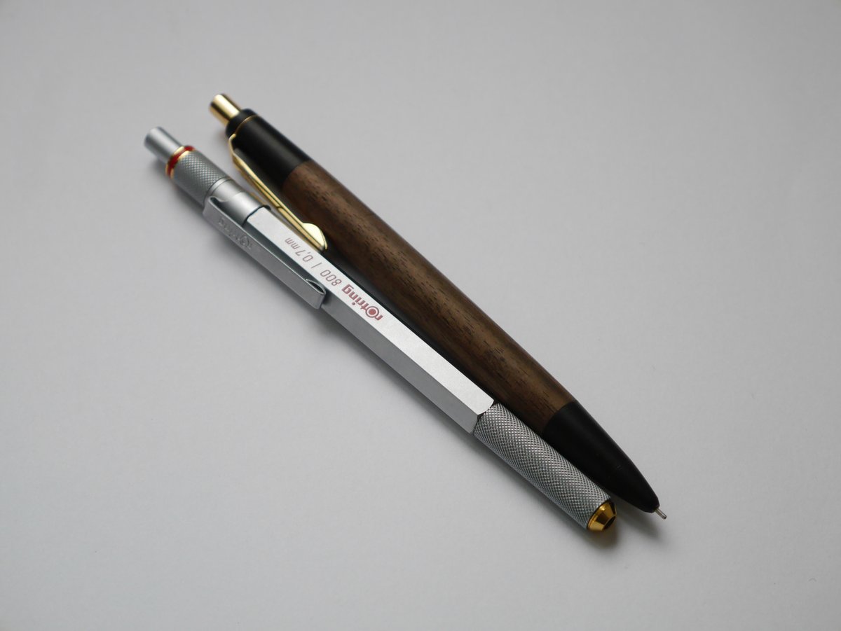 野原工芸 インドローズウッド 新型クリップ シルバー シャープペン  