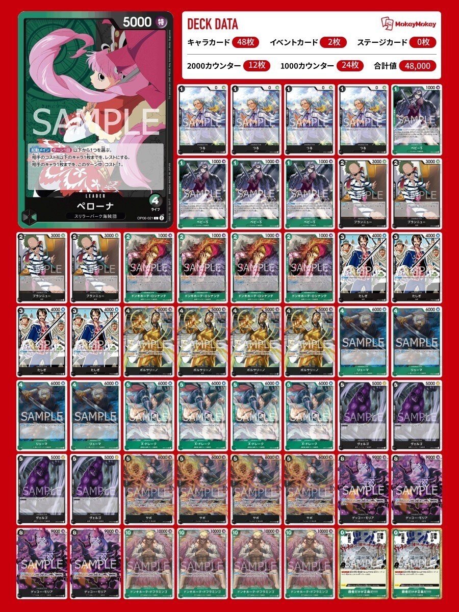 ワンピースカードゲーム】《緑黒ペローナ》のデッキレシピと戦い