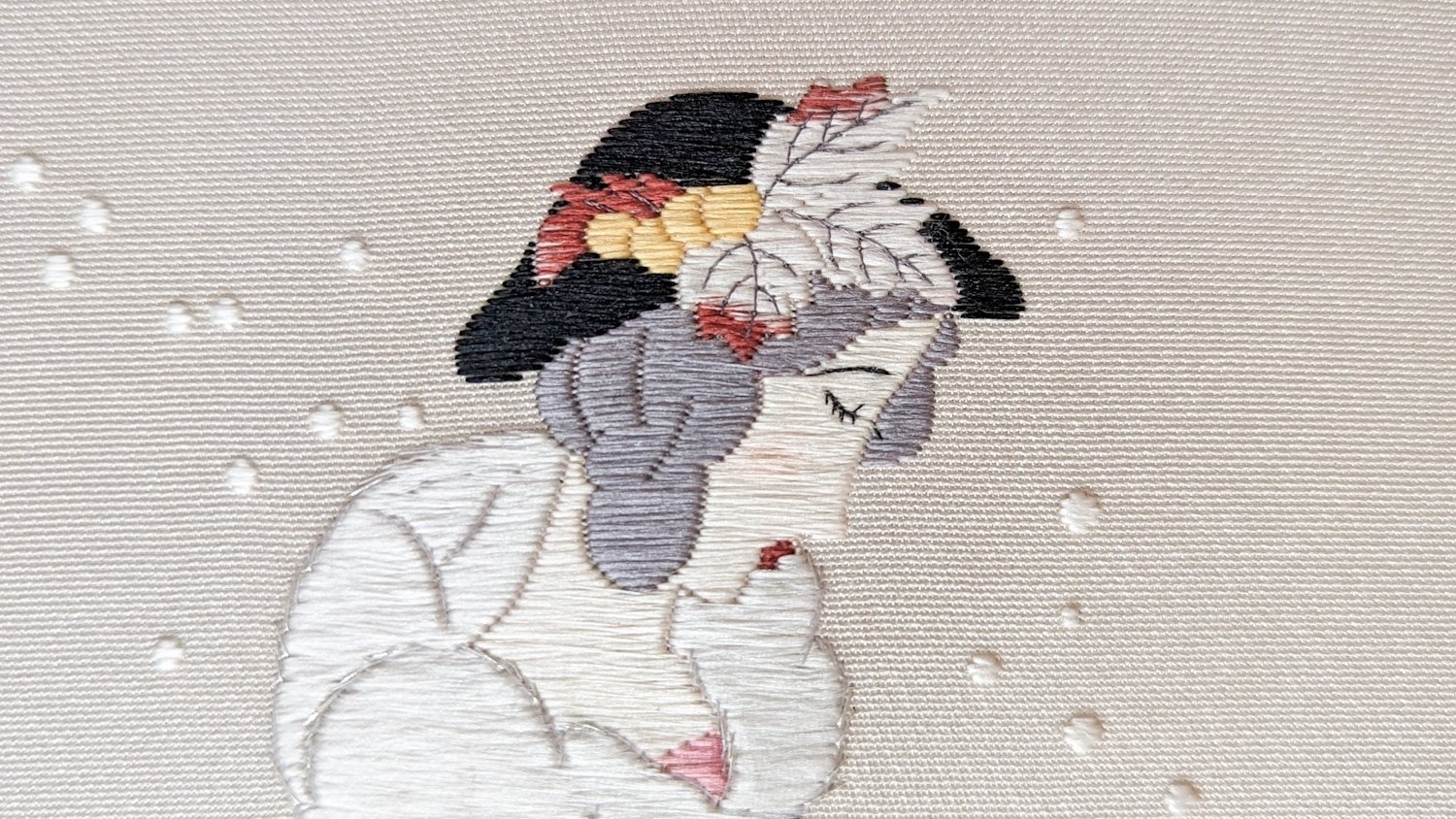 刺繍図案配布】竹久夢二の「雪の風」｜静彩／shizsua
