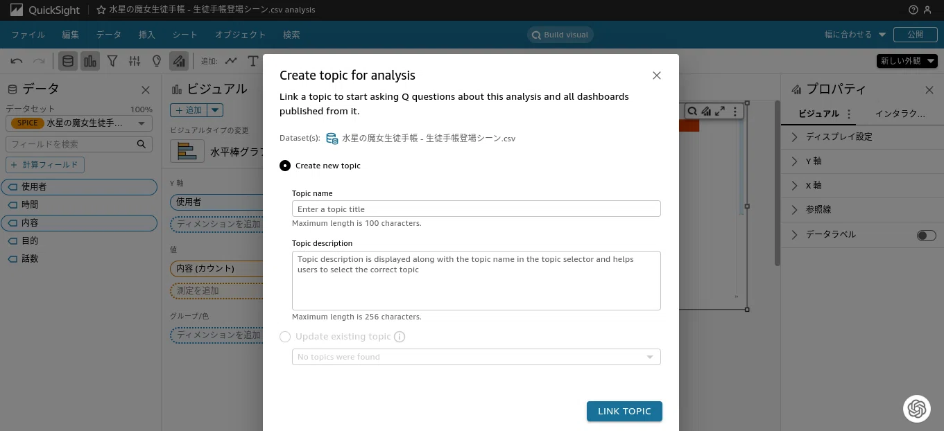 遅ればせながらAmazon Q さわってみたぞ（7）Amazon QuickSight QのQ