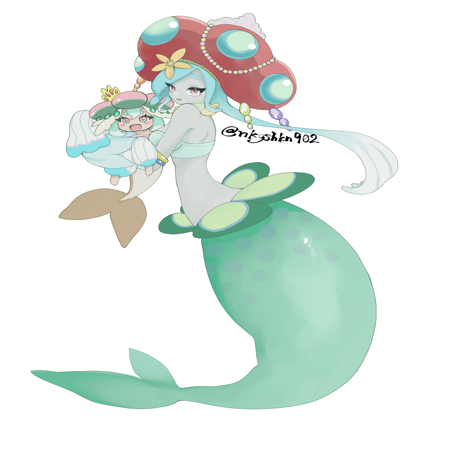 海獣人魚ちゃん描くよ！【メイキング】｜吉村