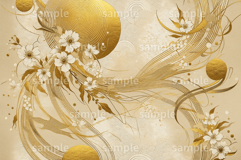 金の和柄フリー素材3枚｜デザイン・年賀状・名刺などの背景画像に｜FREE