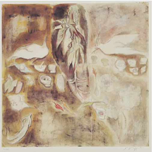 脇田和】 版画 / シルクスクリーン 「鳥のいる室内風景」 査定 買取