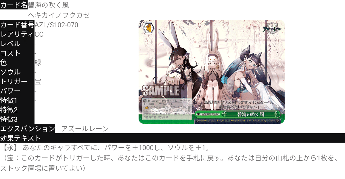 ヴァイスシュヴァルツ『アズールレーン8宝』 ヴァイス アズールレーン 8宝｜ふゆ