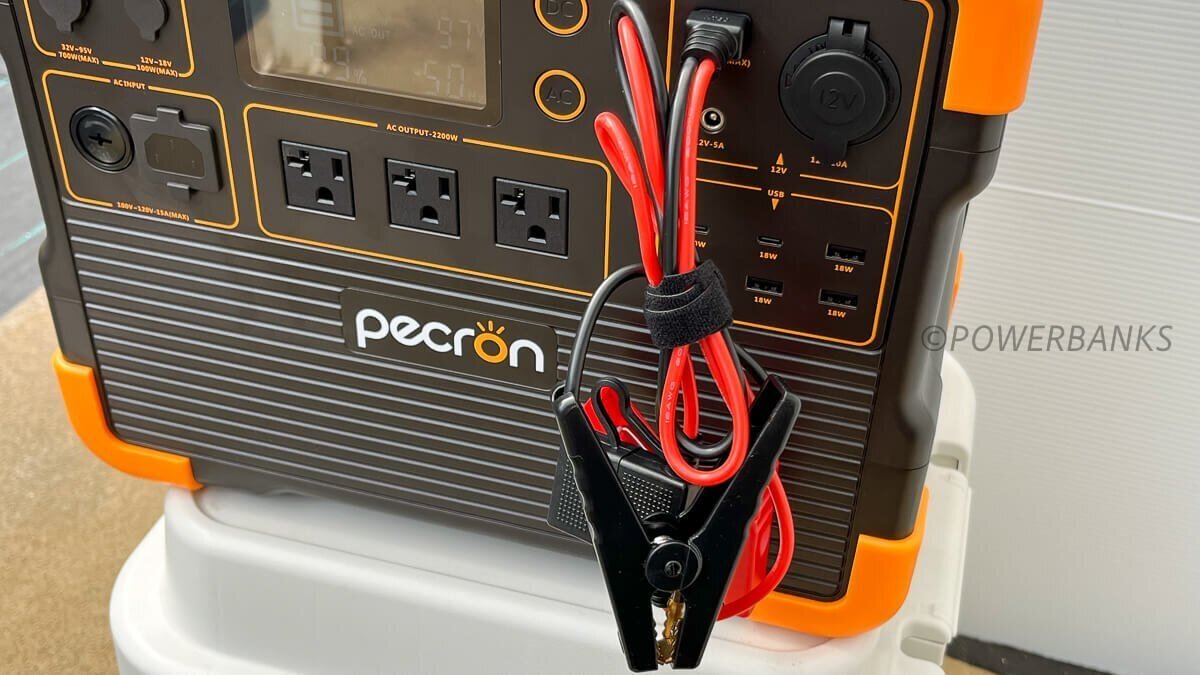 PECRON ポータブル電源 E1500LFP ワニ口クリップ12V出力ケーブルが12V