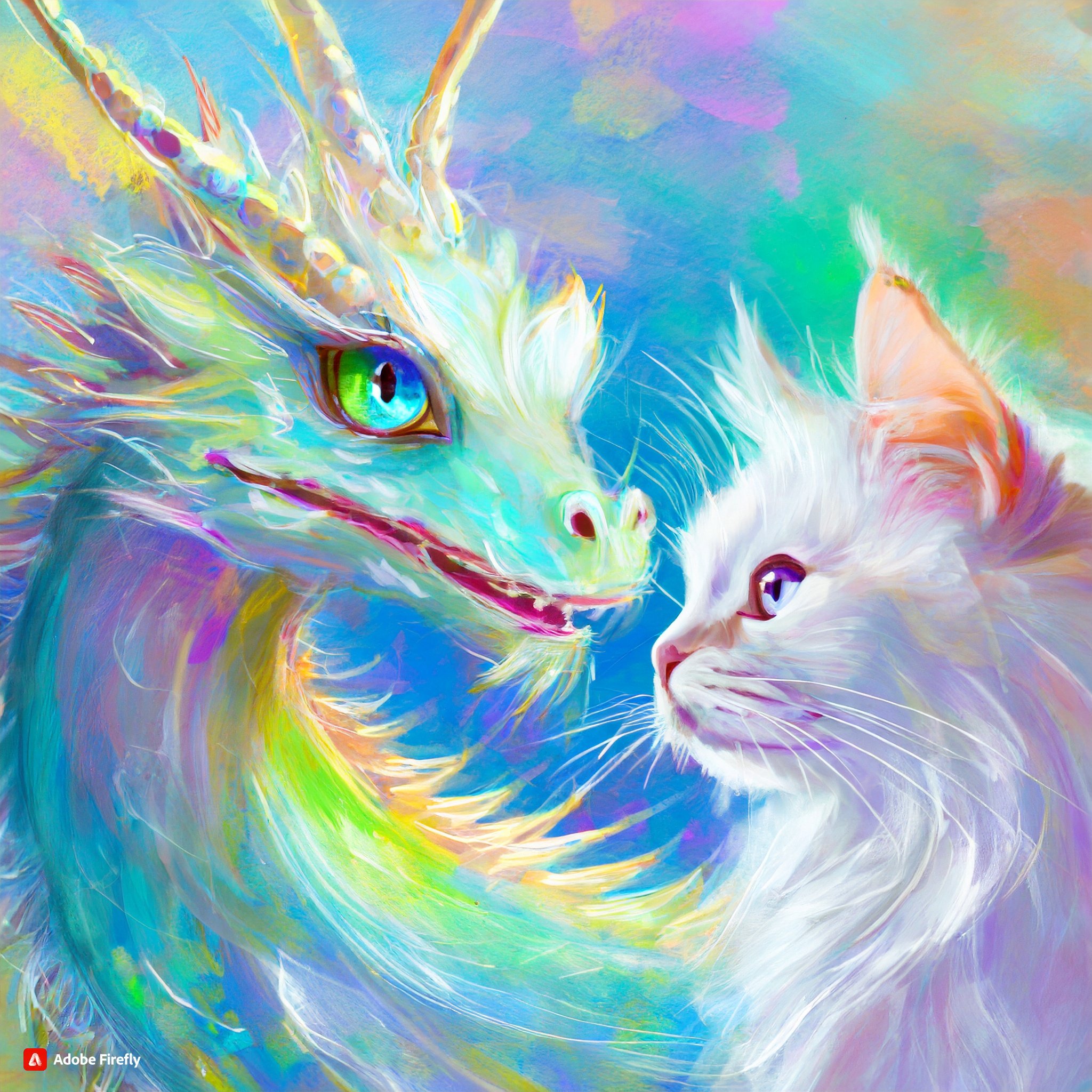AIで白猫ちゃんと龍の絵を描いてみた｜Keiko🌈わくわくを大切に