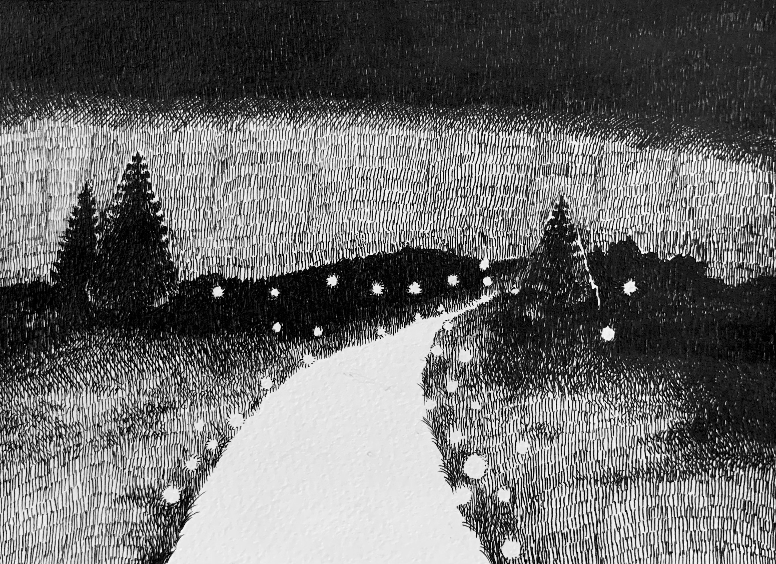 創作用のお題作ってみました（ペン画）｜空想の空き地（たけなが）