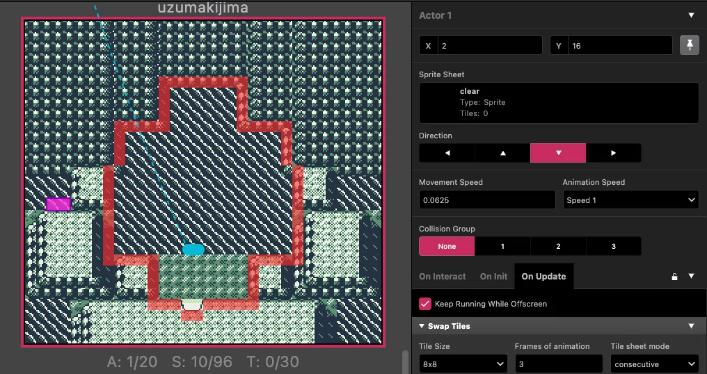 [#12]GB Studio ゲーム制作ログ｜GBVMで背景アニメーションを設定する_Part2｜Melano B(i/y)te Pixels