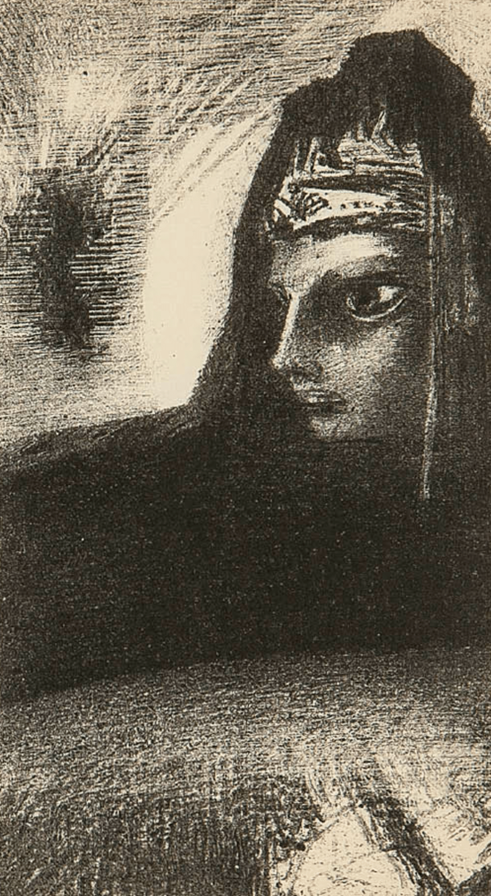 オディロン・ルドン】 版画 / リトグラフ 「黒い峰」1887年「聖