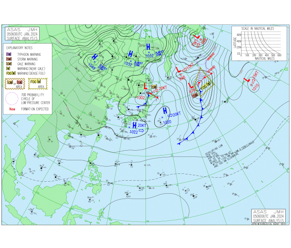 15時の実況天気図