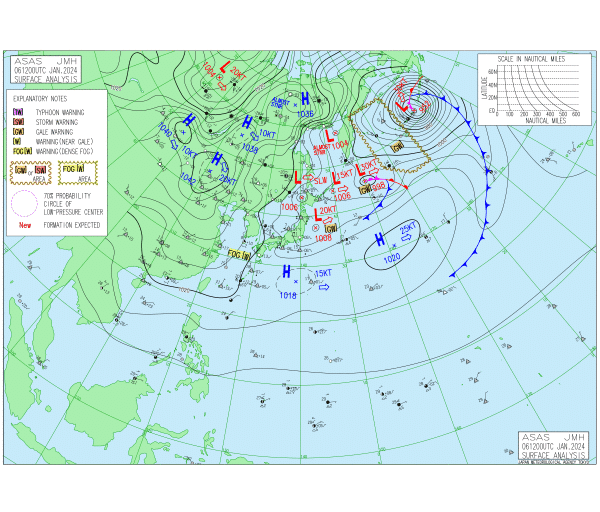 21時の実況天気図