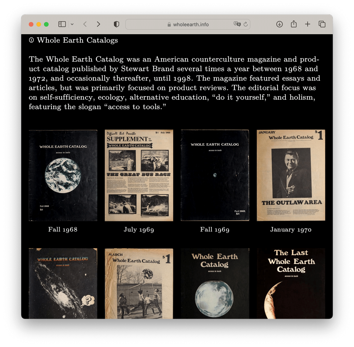 Whole Earth Catalog(全地球カタログ)が無料でダウンロード Whole Earth Catalog(全地球カタログ)が無料でダウンロード