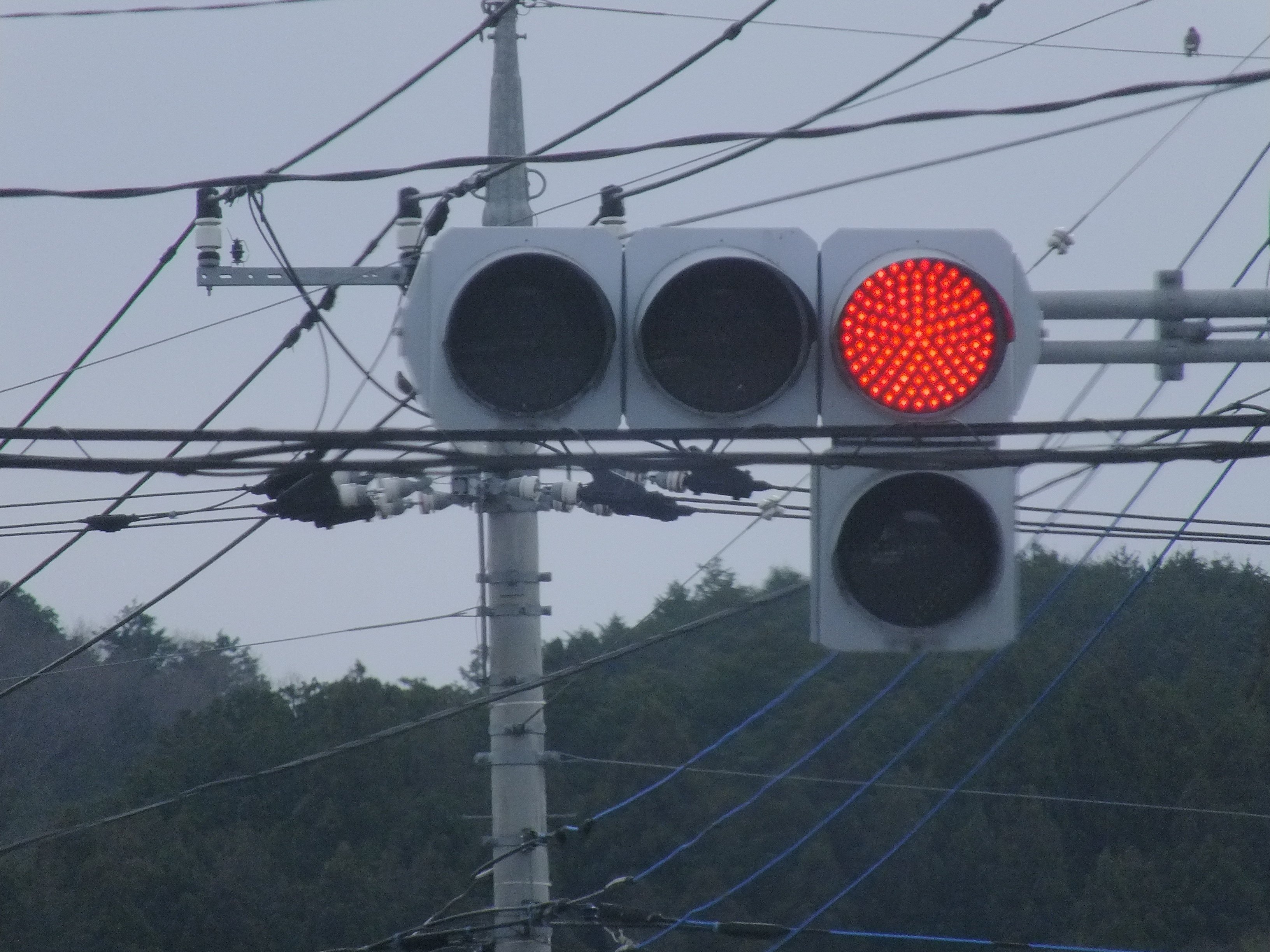芳賀郡益子町栗崎にある日信初代薄型面拡散ユニット通常フード＋信号