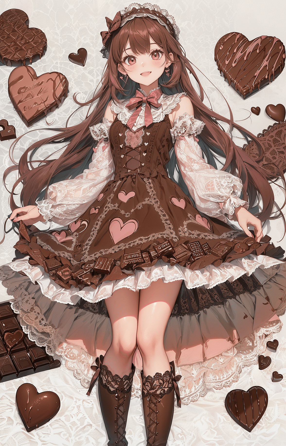 【プリント＆加筆作品】チョコレートDis娘-バレンタイン嫌いな女の子-【アート】 無料イラスト] バレンタインチョコを手作りする女の子