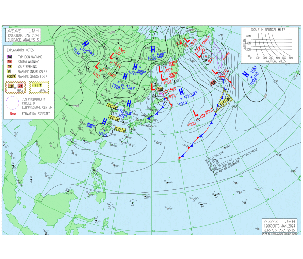 15時の実況天気図