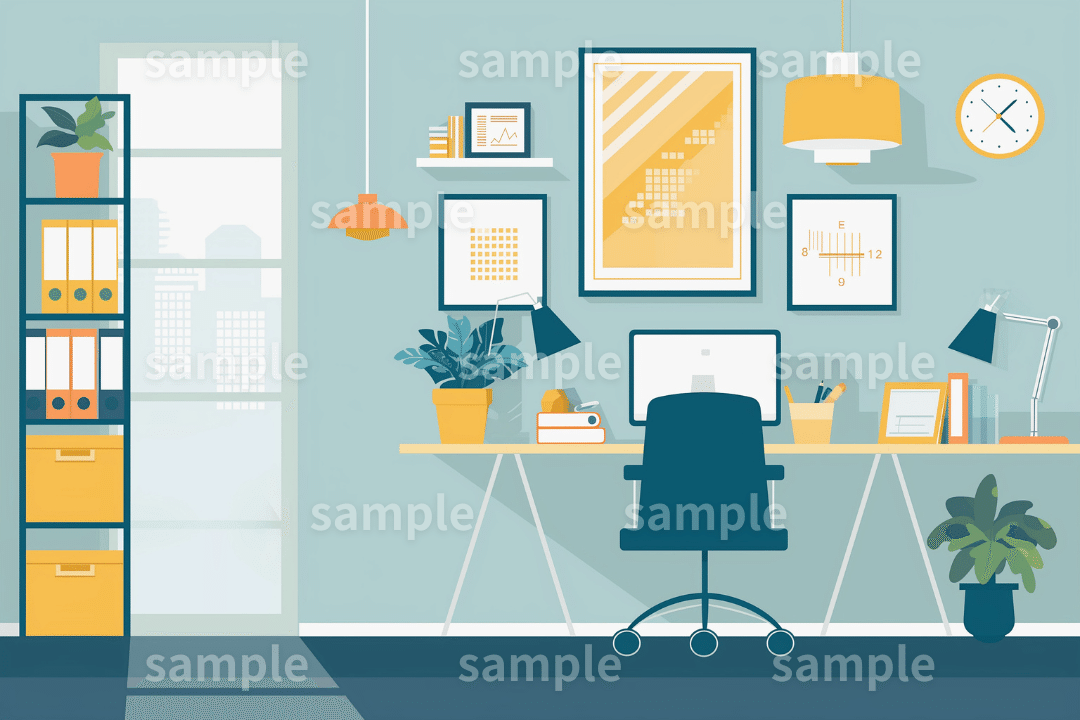 「オフィスのイラスト２」フリー素材3枚セット｜アイキャッチ・サムネイル・背景画像に｜FREE