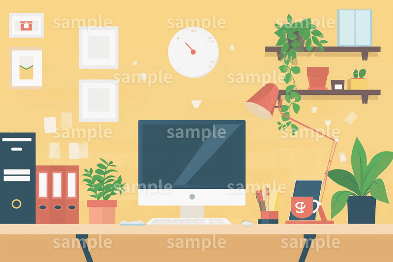 「オフィスのイラスト２」フリー素材3枚セット｜アイキャッチ・サムネイル・背景画像に｜FREE