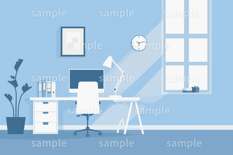 【PSD】「オフィス・部屋のイラスト」フリー素材3枚セット｜アイキャッチ・サムネイル・ビジネスシーンの背景画像に｜FREE