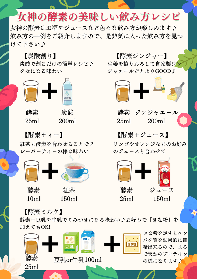 やみつきになる女神の酵素〜飲み方レシピ〜 part.1