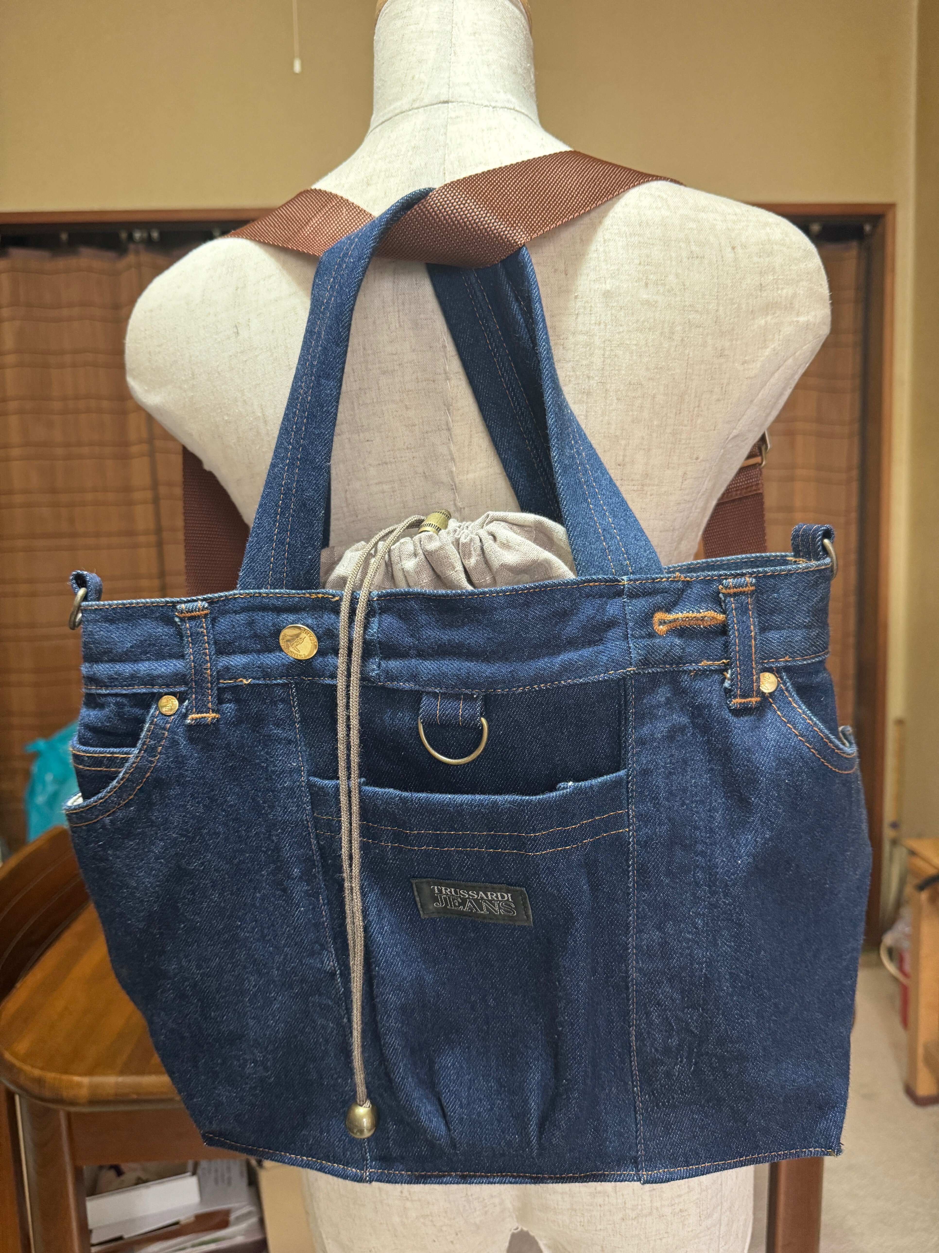 A4収納可能】3way bag／デニムリメイク A4収納可能】3way BAG／デニム