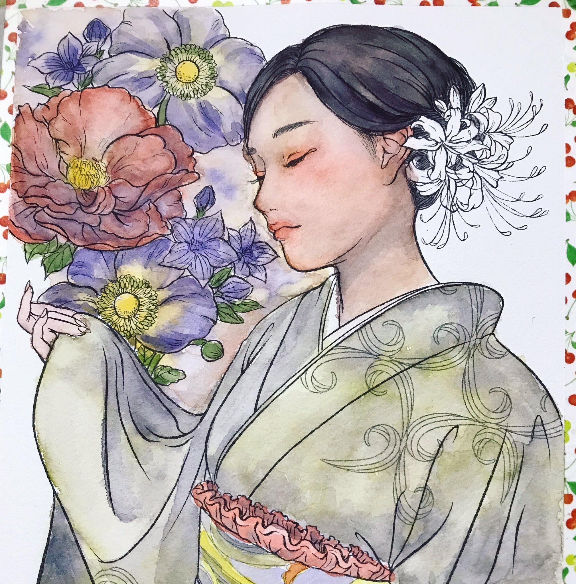 ぬり絵の手本 kaiteki ART 水彩塗り絵BOOK(塗り絵記録6、7、8)｜えいみ