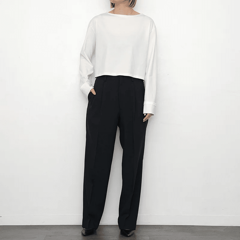 AURALEE◆HIGH GAUGE JERSEY BOAT NECK LS長袖Tシャツ/1/コットン/BLK/無地/A24SP// AURALEE ORGANIC COTTON HIGH GAUGE JERSEY BOAT NECK L/S TEE