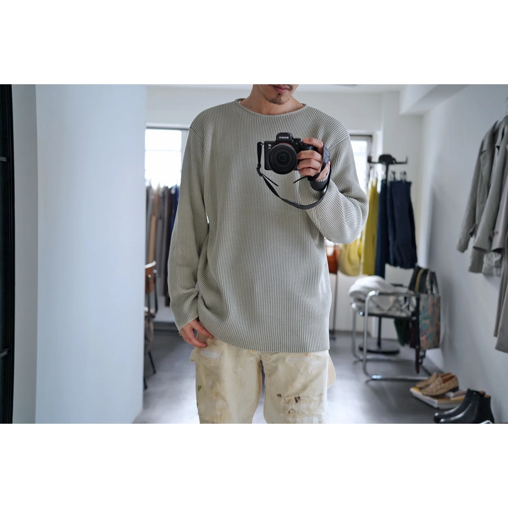 Olde H & Daughter オリーブ系シルクセーター