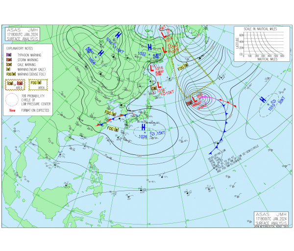 03時の実況天気図