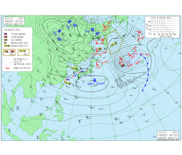 15時の実況天気図