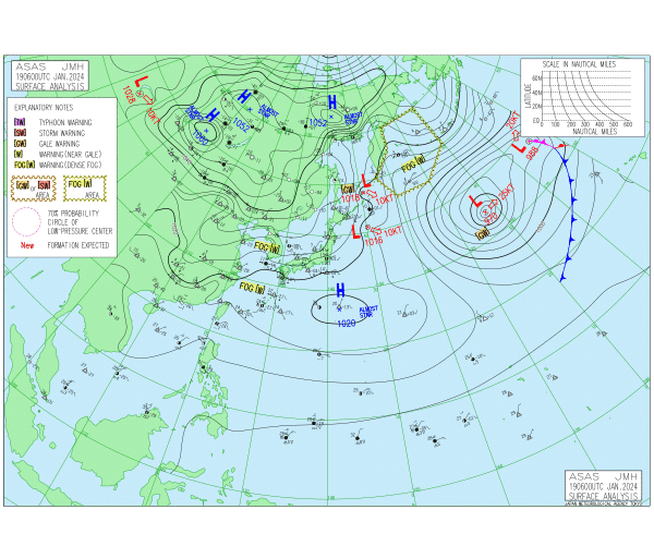 15時の実況天気図