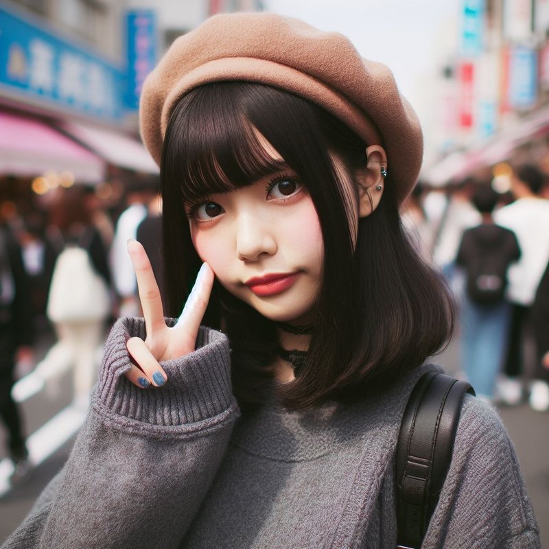 webcam photography, fujifilm neopan, art, colorful, Harajuku, Tokyo, Street Fashion Photography, Super cute young Japanese woman. --ar 3:4 --v 6.0