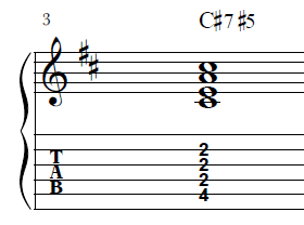 ギターコードその3-C#m(#5)Tab譜