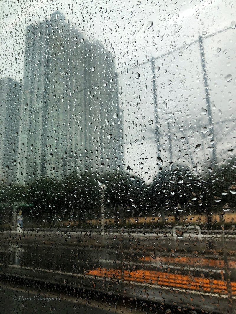バスの雨の車窓