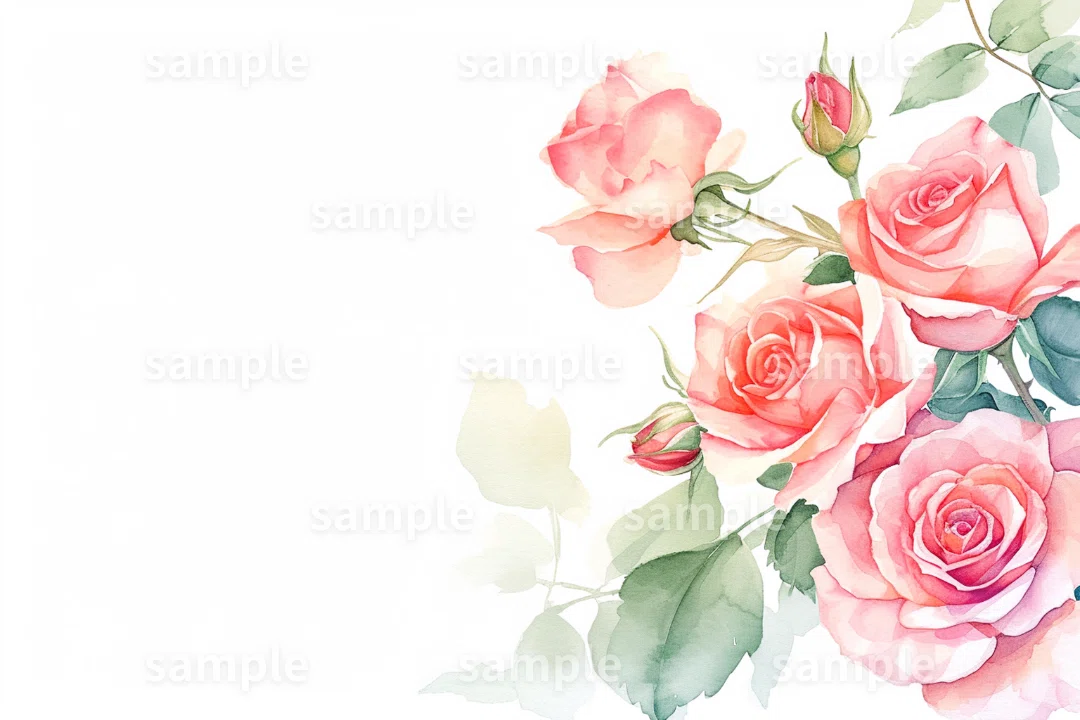 薔薇のイラスト」フリー素材3枚セット｜ポストカード背景・お祝いや