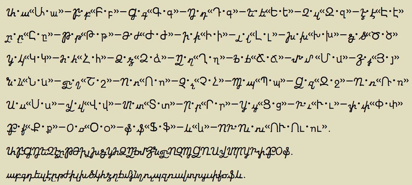 Xim Sans Handwrittenフォントに見られる各文字体系の筆記体|Qvarie