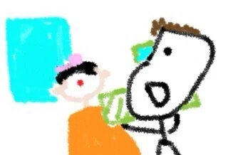 三面鏡で後頭部を見せてくれる理容師さん