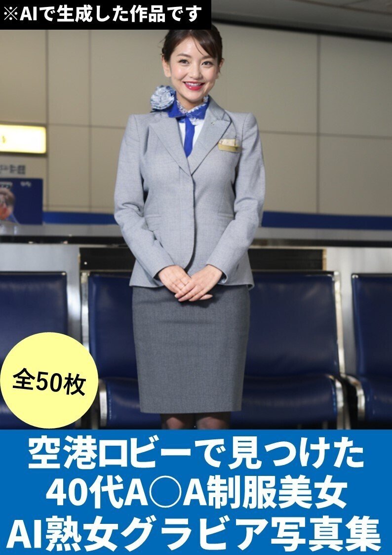 空港ロビーで見つけた【40代a A制服美女】ai熟女グラビア写真集 50枚 「呪文 プロンプト 付き」｜ai熟女ハンター