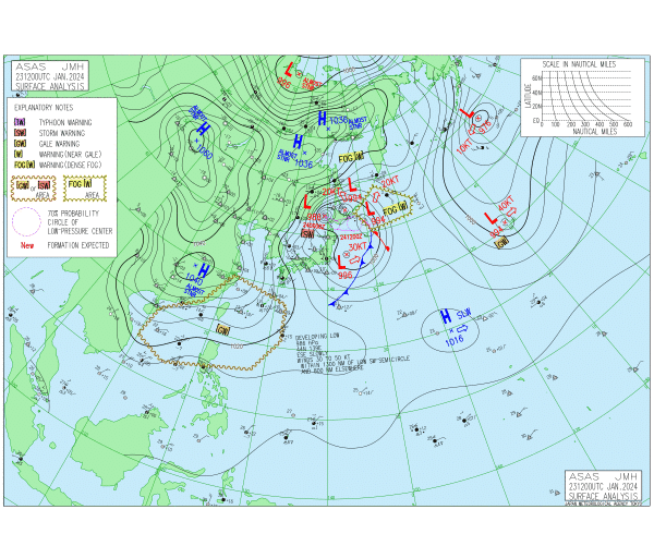 21時の実況天気図