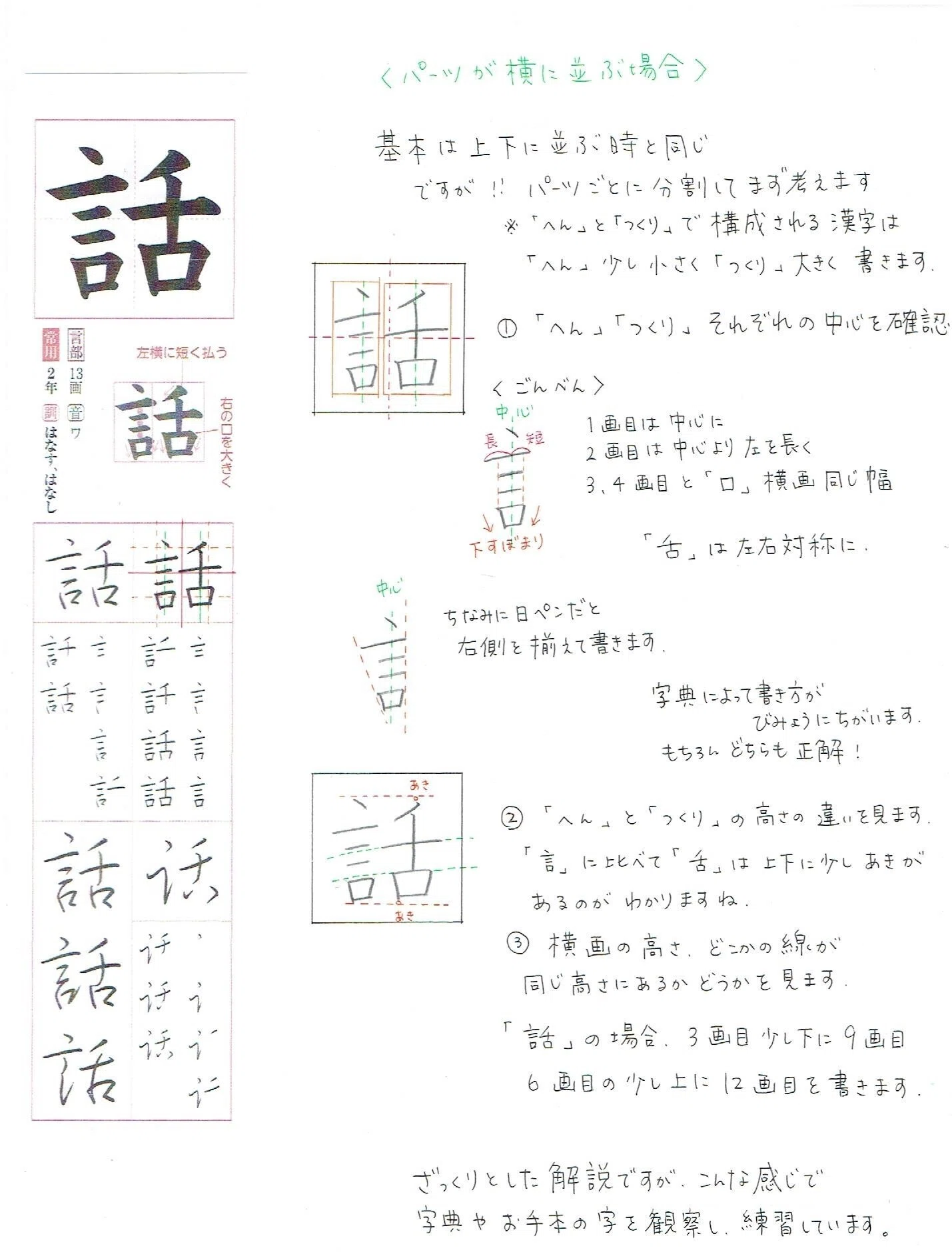 字典やお手本を見ながら書く時に気にしていること｜碧水