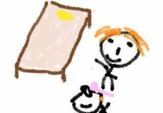 ベッドに横向きで寝てください