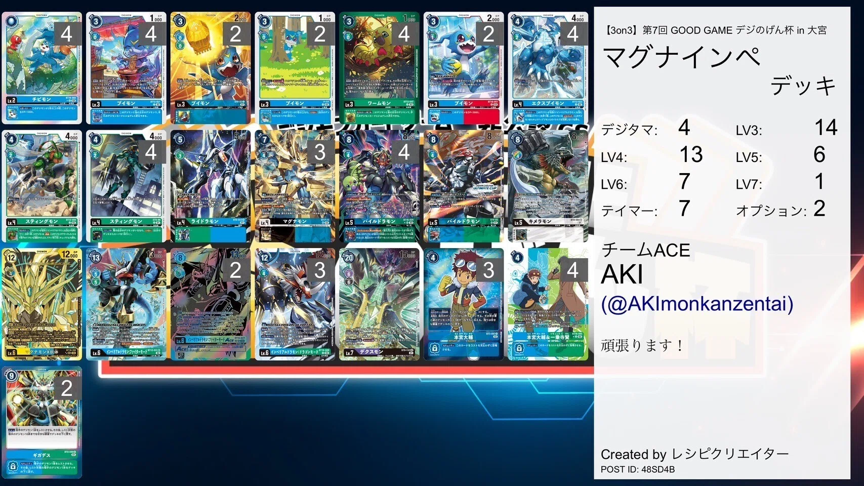 マグナモン　インペリアルドラモン　デッキ インペリアルドラモンデッキリストの手伝い : r/DigimonCardGame2020