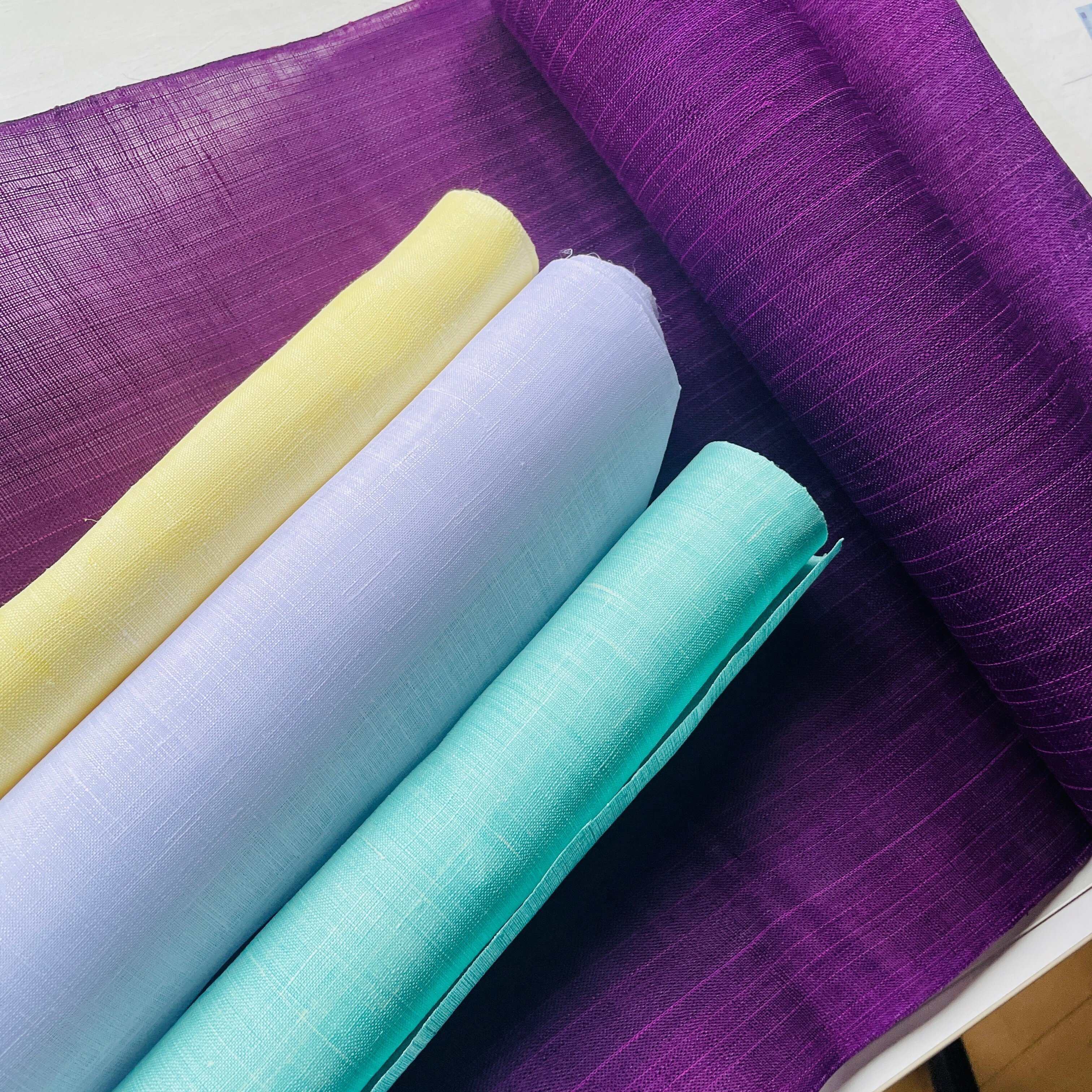 「れもん色とカーキモカ色」麻ポジャギ　　2枚組 れもん色とカーキモカ色」麻ポジャギ 2枚組