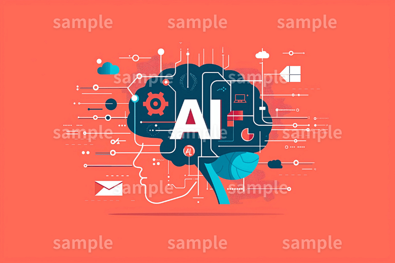 「AIテクノロジー・脳のイラスト」フリー素材3枚セット｜ITビジネス・ブログのアイキャッチ・イメージ画像に｜FREE