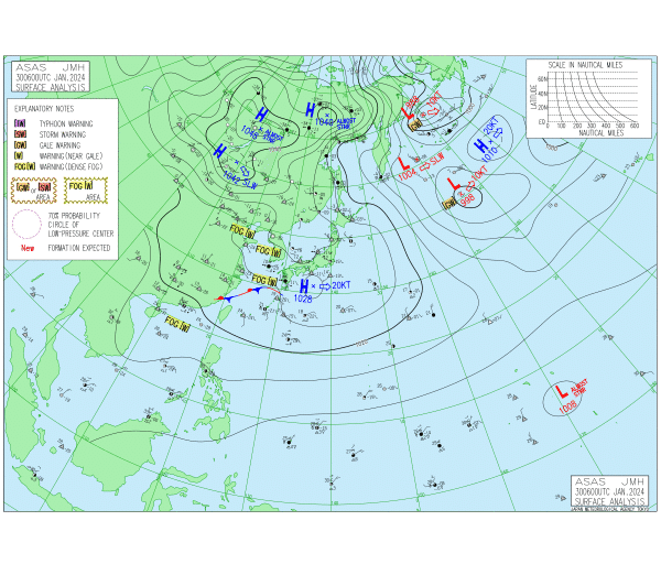 15時の実況天気図